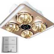 Đèn sưởi nhà tắm 4 bóng âm trần điều khiển từ xa Heizen HE9