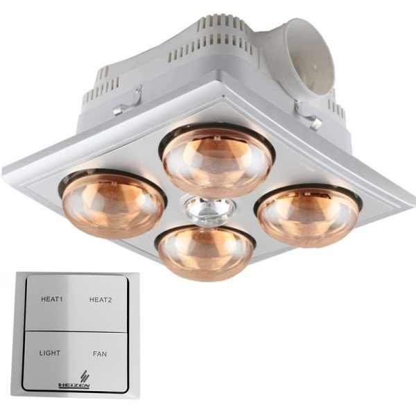 Đèn sưởi nhà tắm 4 bóng âm trần điều khiển từ xa Heizen HE4BR